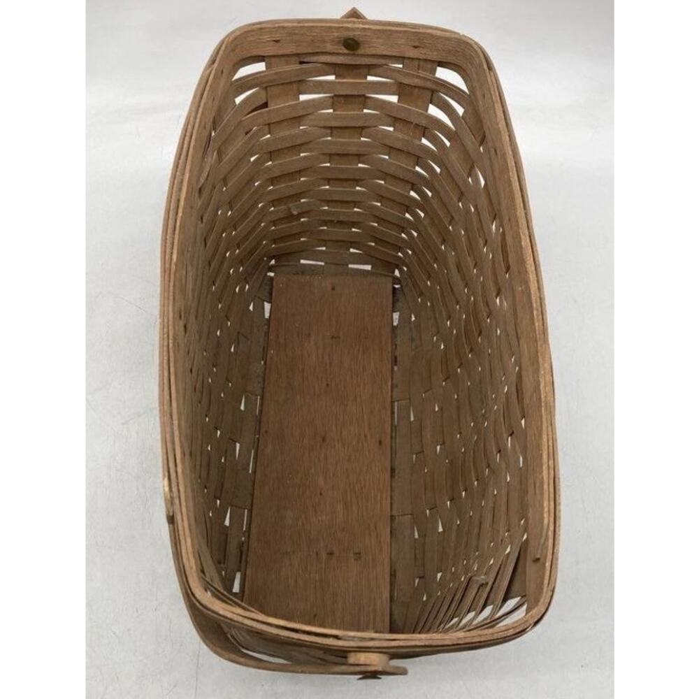 Vintage Longaberger LARGE FOOTED BASKET Magazine Storage Handwoven Wood 1983 - Picture 4 of 7